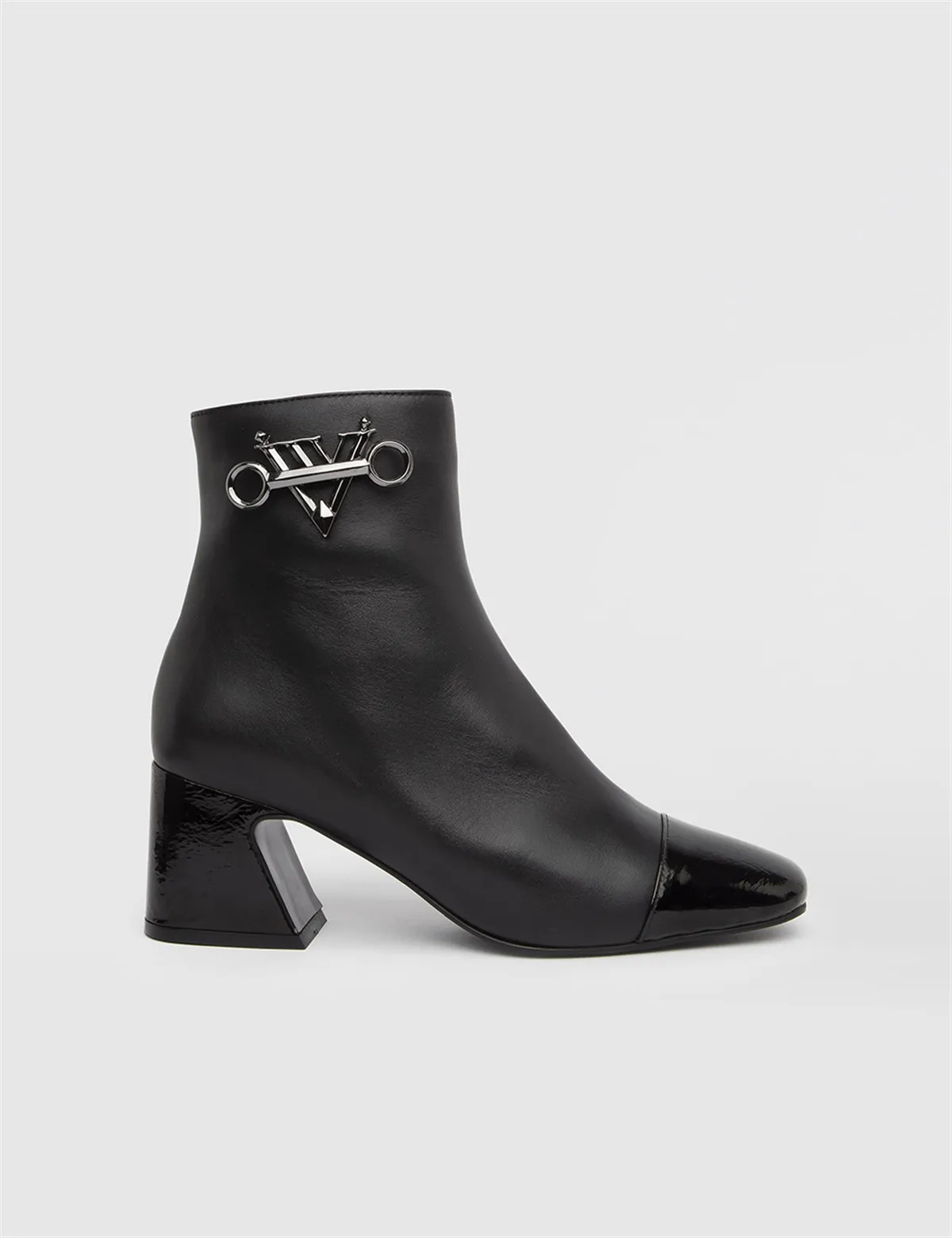 

ILVi-Genuine Leather Handmade Rogers Black Patent Heeled Boot Women's Shoes 2022 Fall/Winter