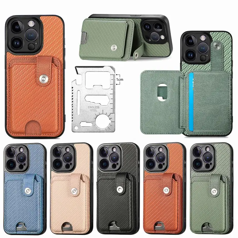 

The Back Cards Slots Phone Case For iPhone 15 Plus 14 13 12 11 Pro XR X XS Max 6 7 8 SE Creative Multifunctional Tool Back Cover