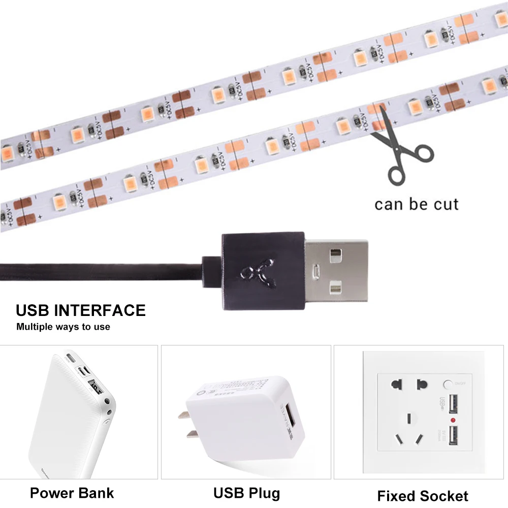 Светодиодная Водонепроницаемая фитолампа полного спектра USB светильник для