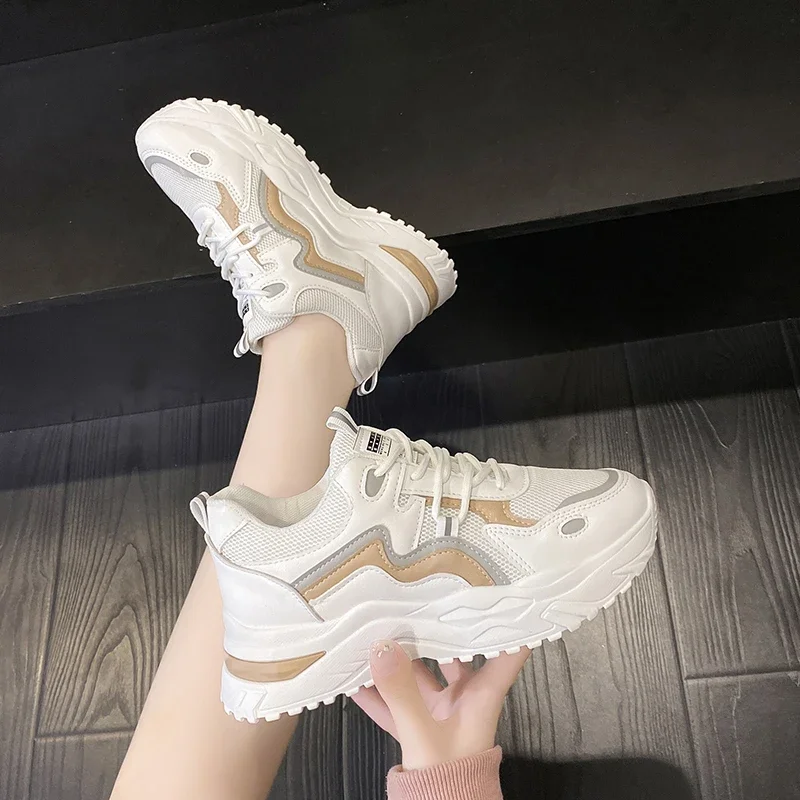 Zapatillas De Deporte gruesas transpirables para mujer zapatos deportivos con plataforma suela gruesa Tenis moda