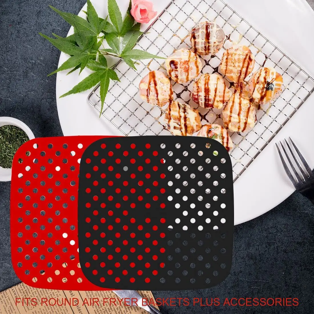 

Air Fryer Liner Air Fryer Mat Non-Stick Silicone Fryer Basket for Air Fryers Baking Accessories