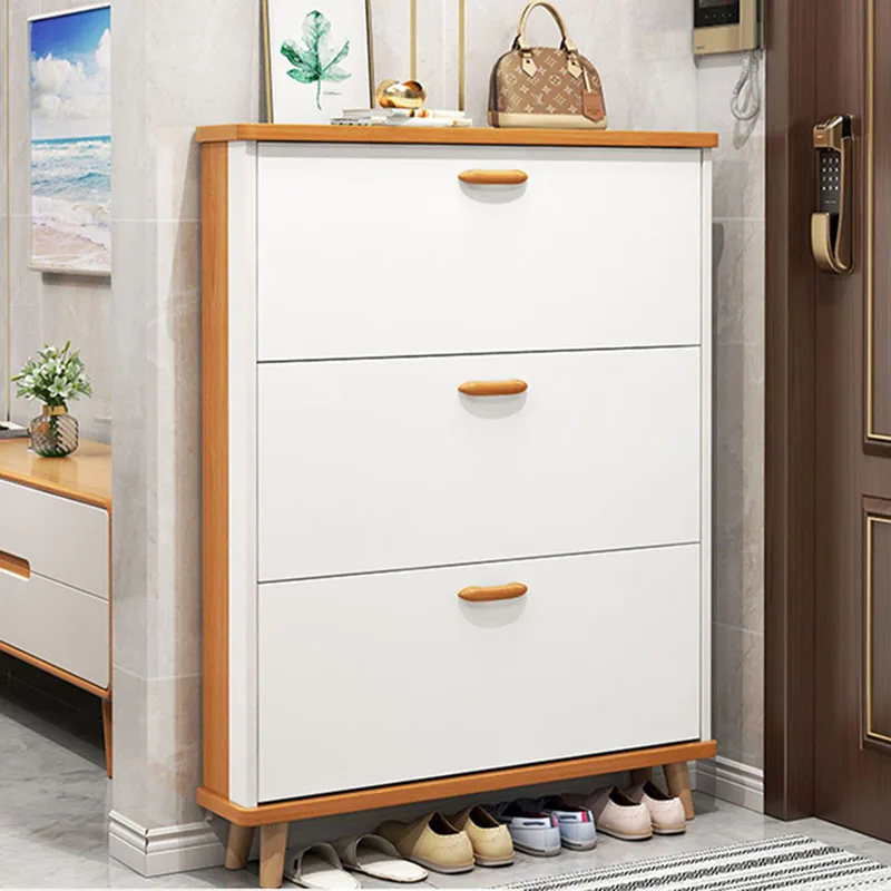 

Nordic Ultra Thin Shoe Cabinet Door Tipping Bucket Entrance Storage Artifact Space Saving Solid Wood Shoe Rack Hall FurnitureHY