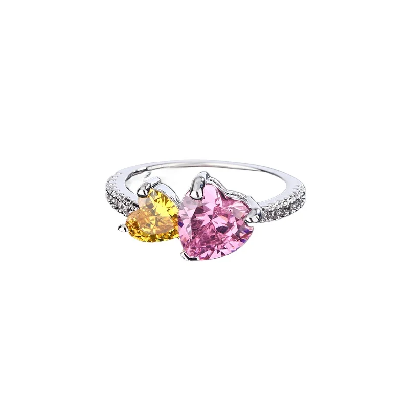 Стильные повседневные кольца с цирконом для женщин, легкие роскошные изысканные серебряные кольца с сердечком 925, вечерние, свадебные, изящные ювелирные изделия (art.: 3920cc0dc427d) - 3920cc0dc427d