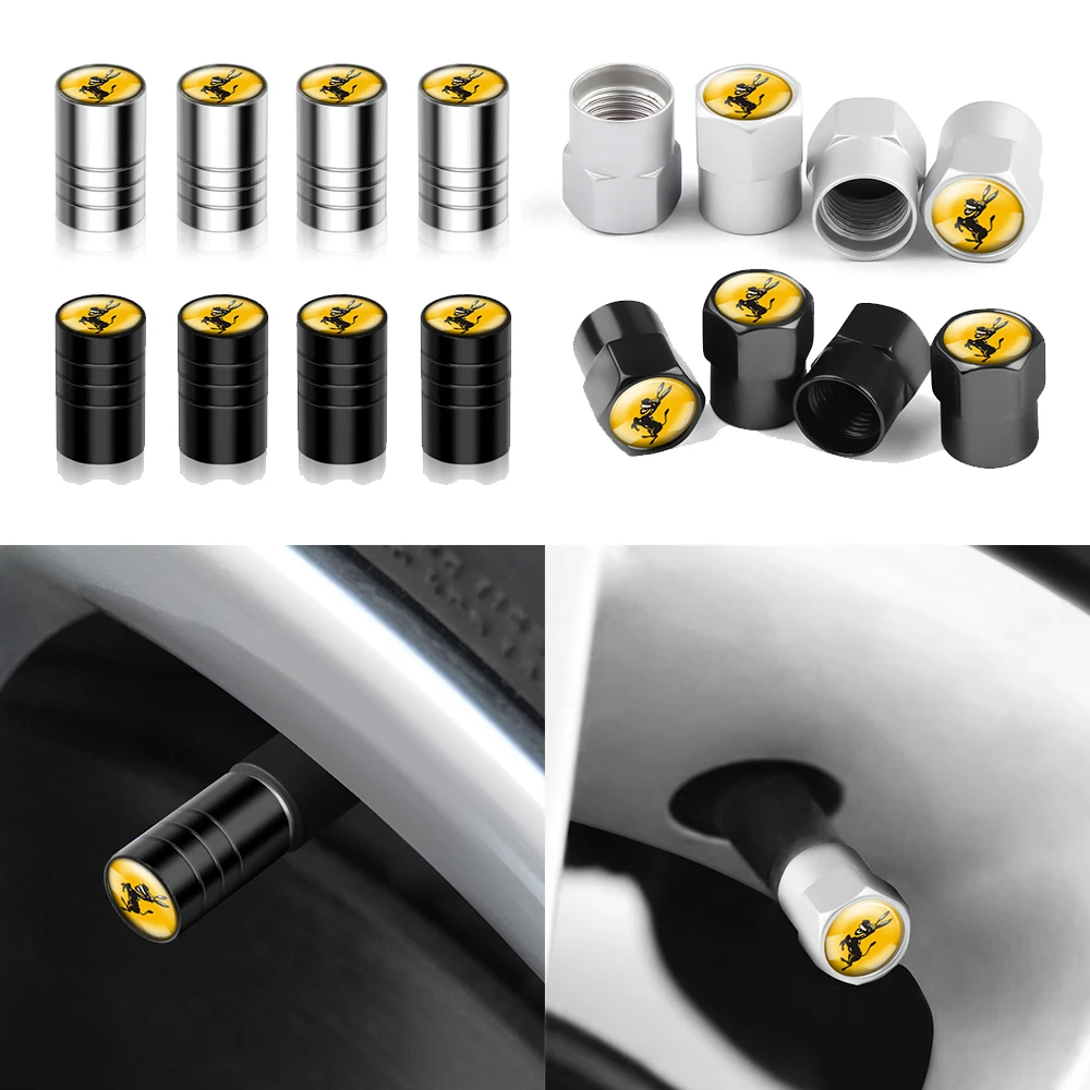 

4pcs Car Badge Wheel Tire Valve Stem Caps Cover Auto Decoration For Ferrari Donkey GTC4 F430 458 488 599 997 Romacar VW Volvo