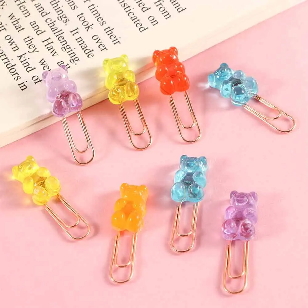 

New Cute School Office Stationery Stationery supplies Memo clips File Clips Binder Decorative Bookmark Paper Clip Rainbow Bear