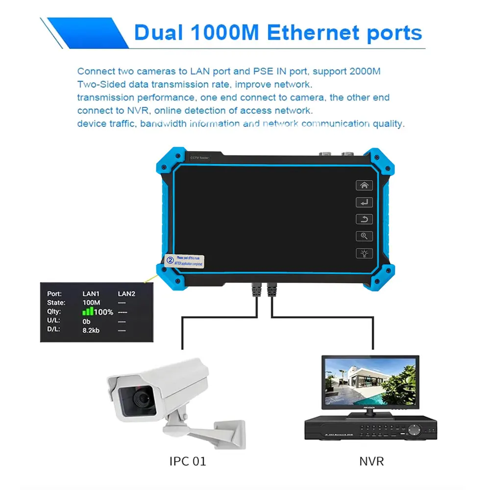 Фото Монитор IPC-5100 Plus 4K CVI TVI SDI 8MP с сенсорным IPS-экраном, тестер IP-камер видеонаблюдения с трассировщиком кабелей №4