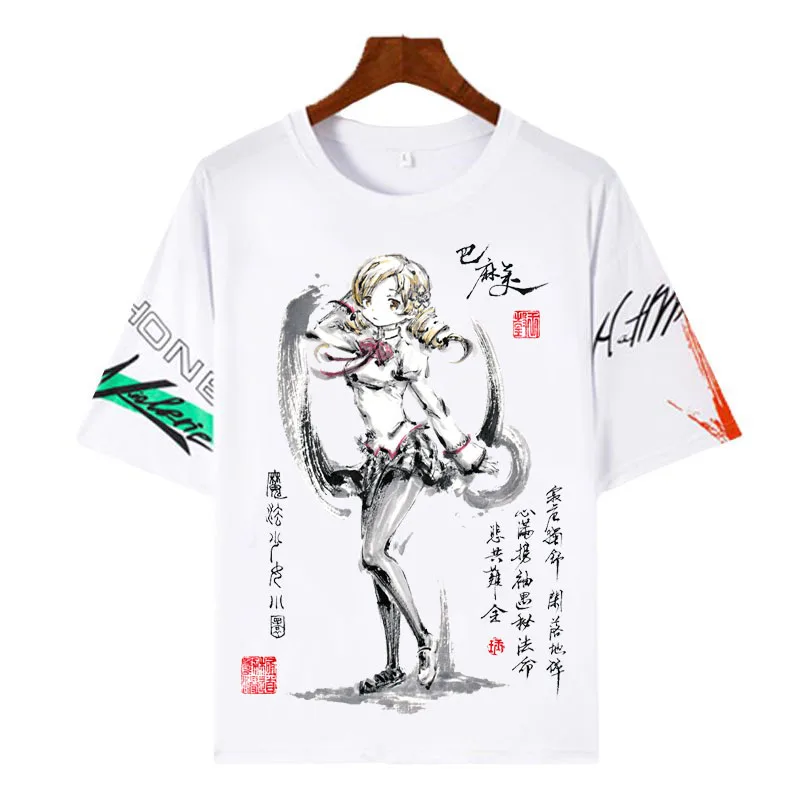 

Anime Puella Magi Madoka Magica Ink Painting T Shirts men women Short Sleeve T Shirt polyester Short Sleeve Tops Tee