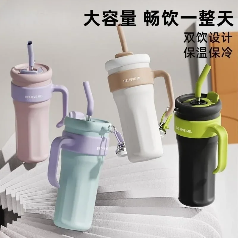 

Car Handle Coffee Tumblers 1.25L Straws Lids Mugs Vacuum Cup Tumbler Insulated And With Travel Insulated With Cups