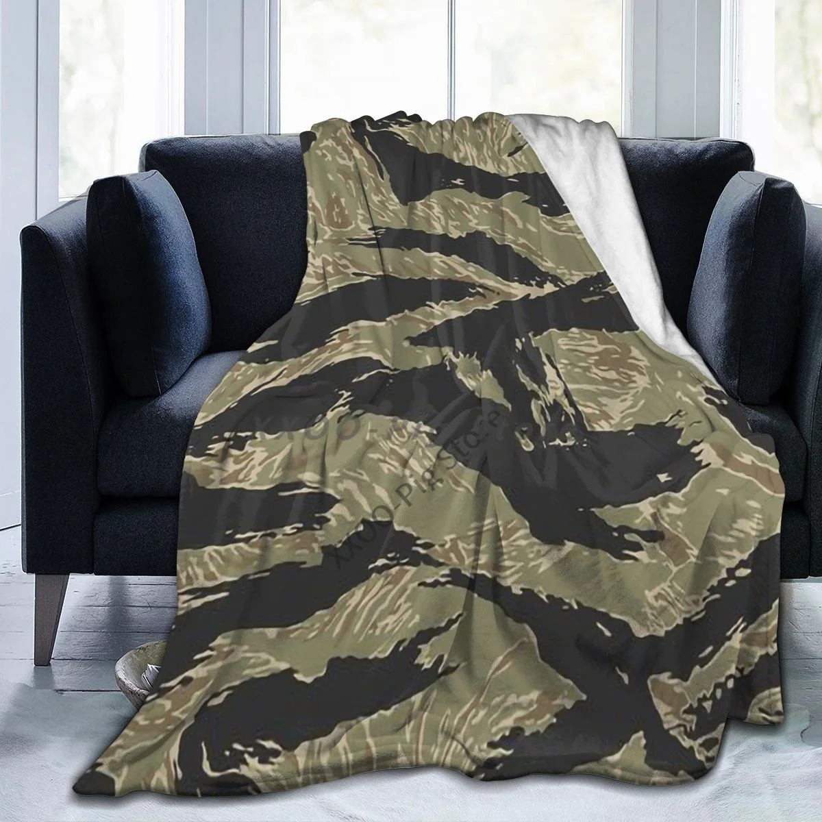 

Vietnam Tiger Stripe Camo Navajo Cubre Camara Green Throw Blanket 3D Print On Demand Sherpa Super Comfortable For Sofa
