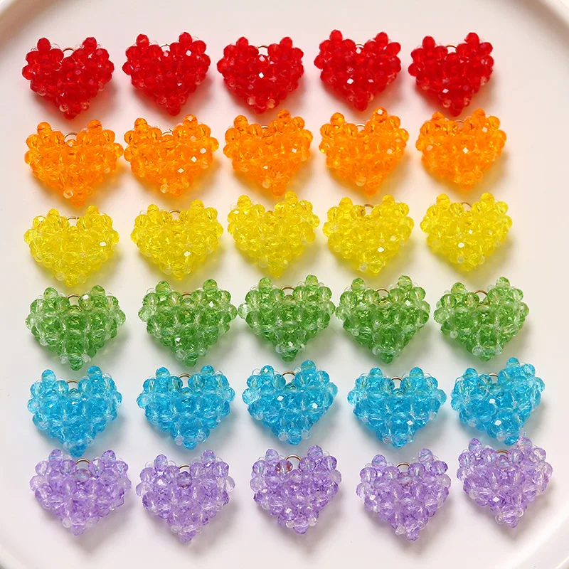 

1pcs love heart weave three-dimensional solid color with hanging peach heart DIY earrings hairpin material