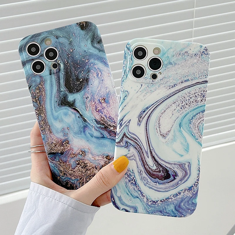 

Luxury Marble Phone Case For iPhone 11 12 Pro Max XS Max X XR 7 8 Plus Mini SE 2020 Soft Silicone Bumper Back Cover