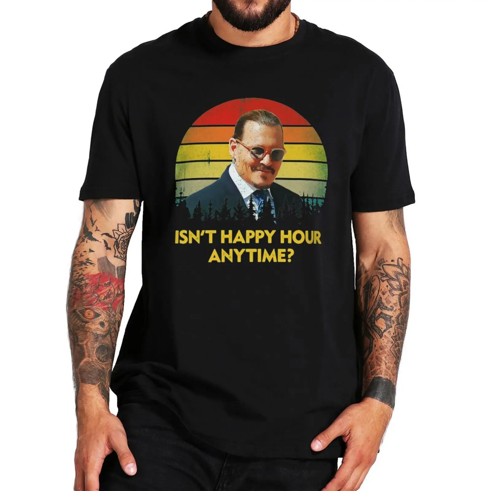 

Isn't Happy Hour Anytime Justice Vintage T Shirt Mega Pint Of Wine Funny Meme Tee Shirt 100% Cotton Men Women Tshirt