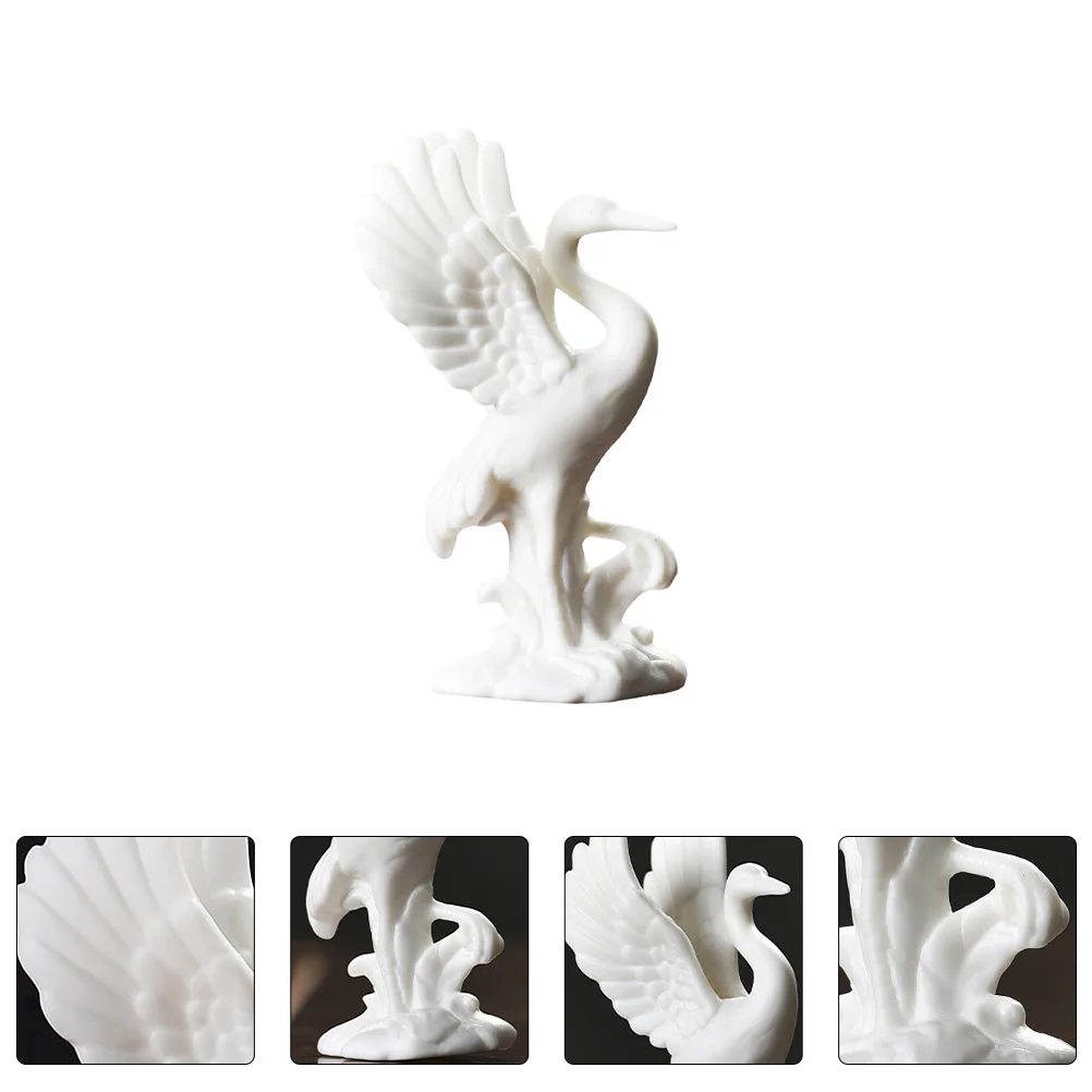 

Crane Statue Bird Animal Figurines Garden Mini Outdoor Miniature Figurine Ceramic Sculpture Ornament Model Animals Forest Micro
