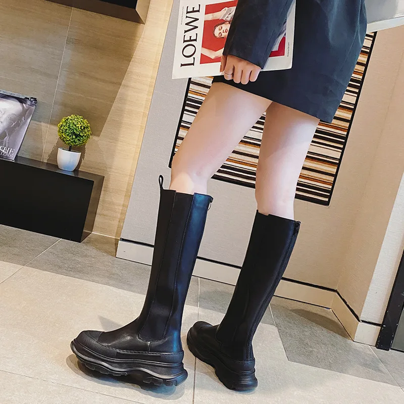 Women Chesil Boot High Boots Microfiber Round Solid Color Waterproof Non Slip Sleeve Platform  Winter