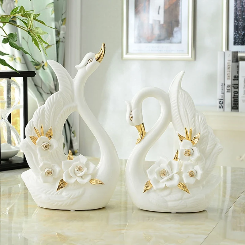 

1 пара керамических изделий в виде лебедя, свадебные подарки, креативные домашние украшения, офисные креативные настольные украшения