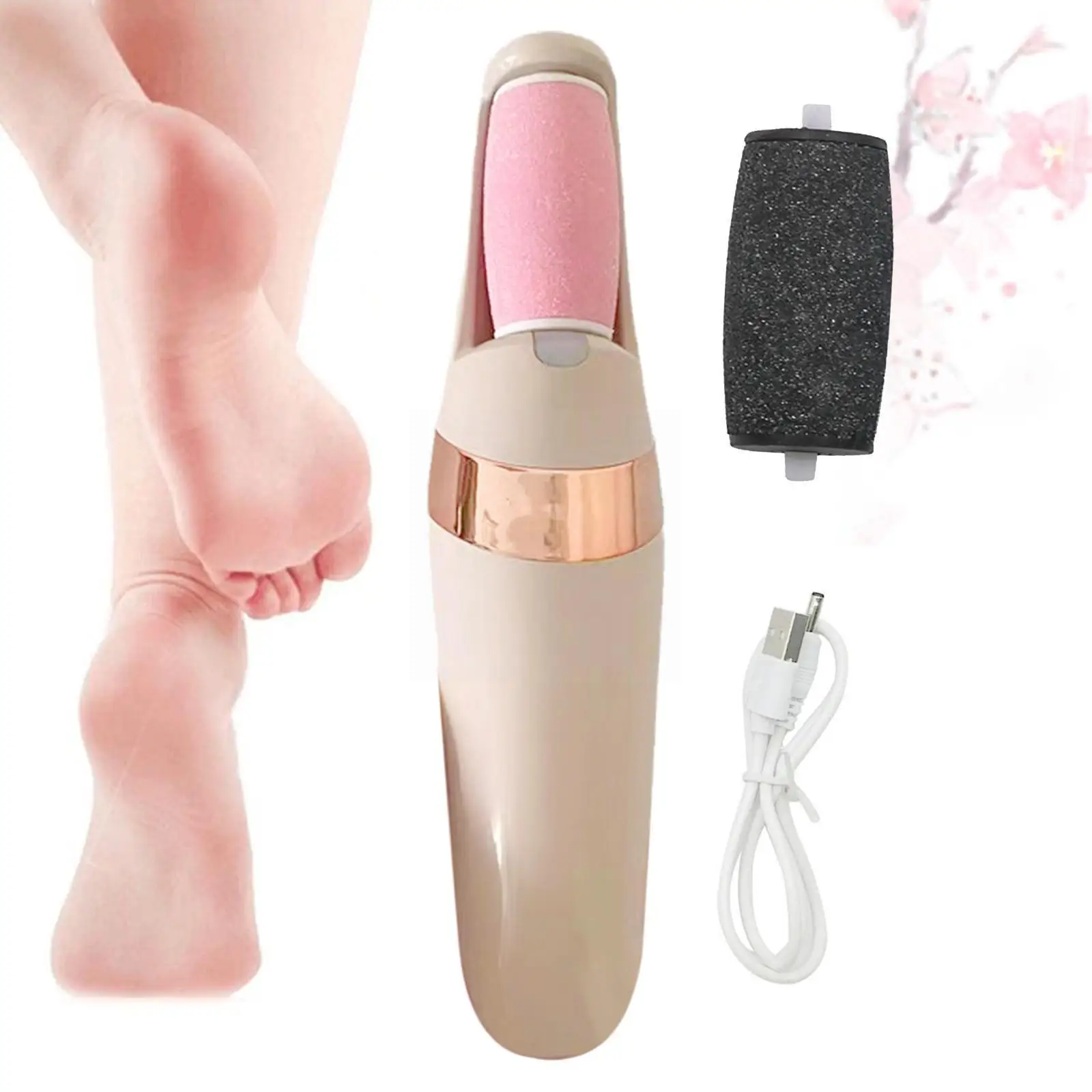 

500mAh Electric Foot Grinder Pink ABS Material Pedicure File Hard Dead Skin Callus Remover Tool For Foot Skin Care E6G2