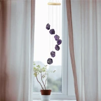 raw gemstones wind chime reiki healing natural crystal amethyst windchime home garden wall room hanging ornament decor