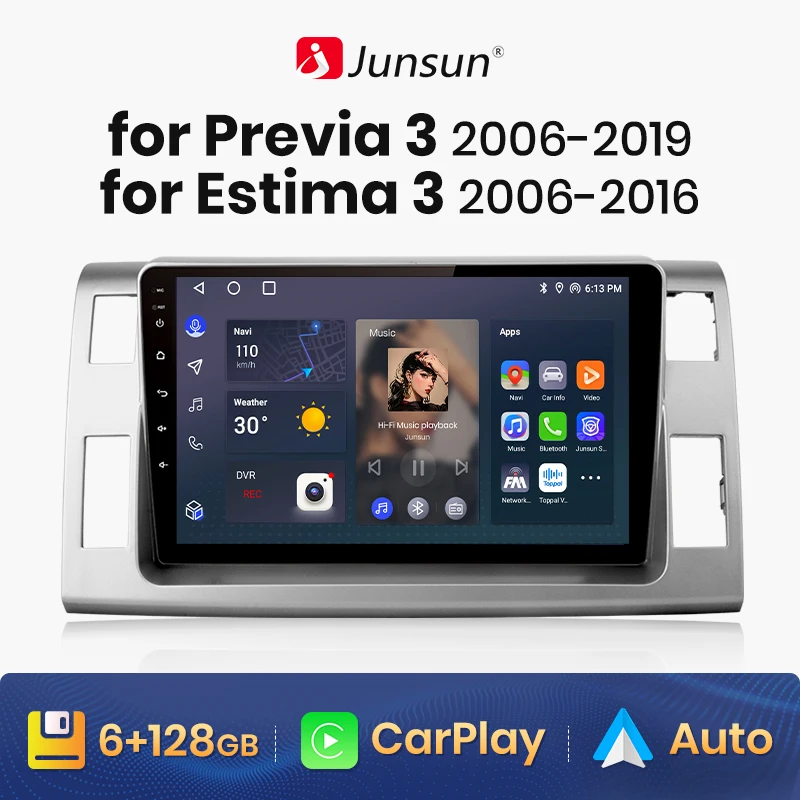 

Автомобильное радио Junsun V1 AI Voice для Toyota Previa 3 2006-2019-Estima 3 2006-2016 4G Автомобильный мультимедийный GPS