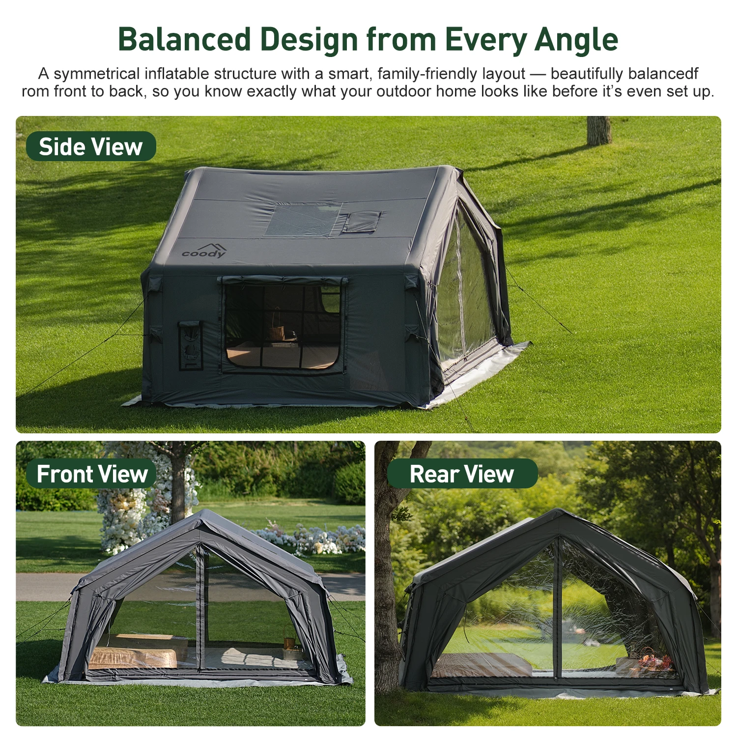 Фото Надувная палатка Coody 10.0 Air Tent-Gray, портативная, складная, для кемпинга на открытом воздухе, семейная, всесезонная, напрямую от производителя. №2