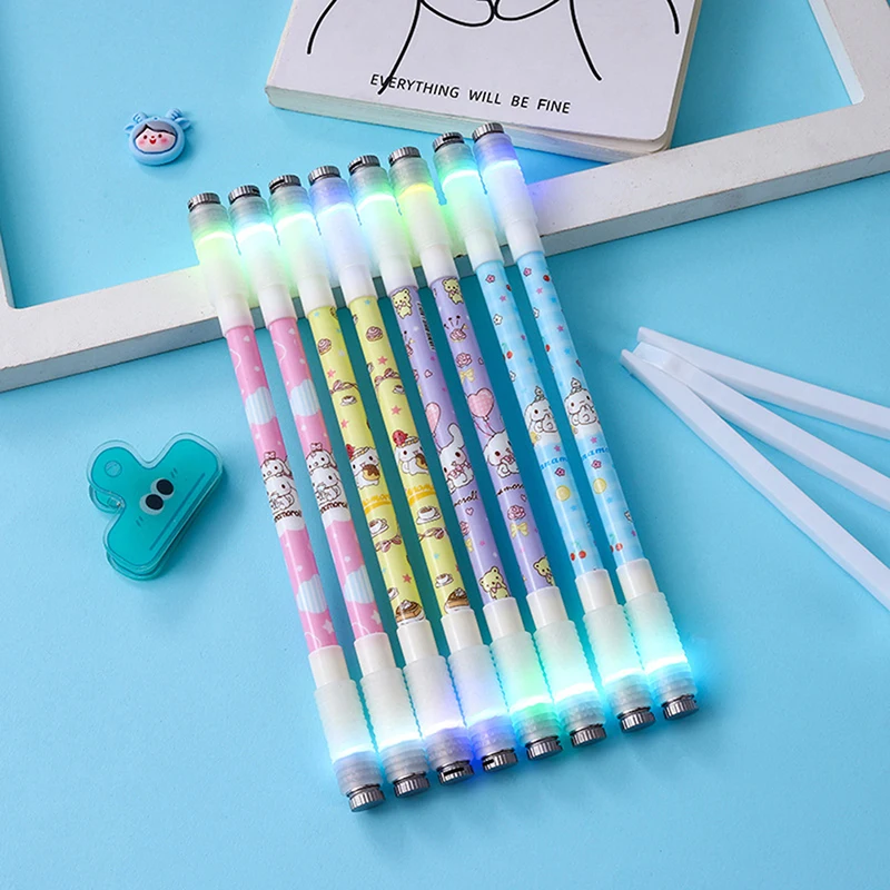 

Креативная мультяшная Милая Мишка/собака, светящаяся вращающаяся светодиодная гелевая ручка, забавная игрушка, ручки, школьные принадлежности, Вращающаяся ручка