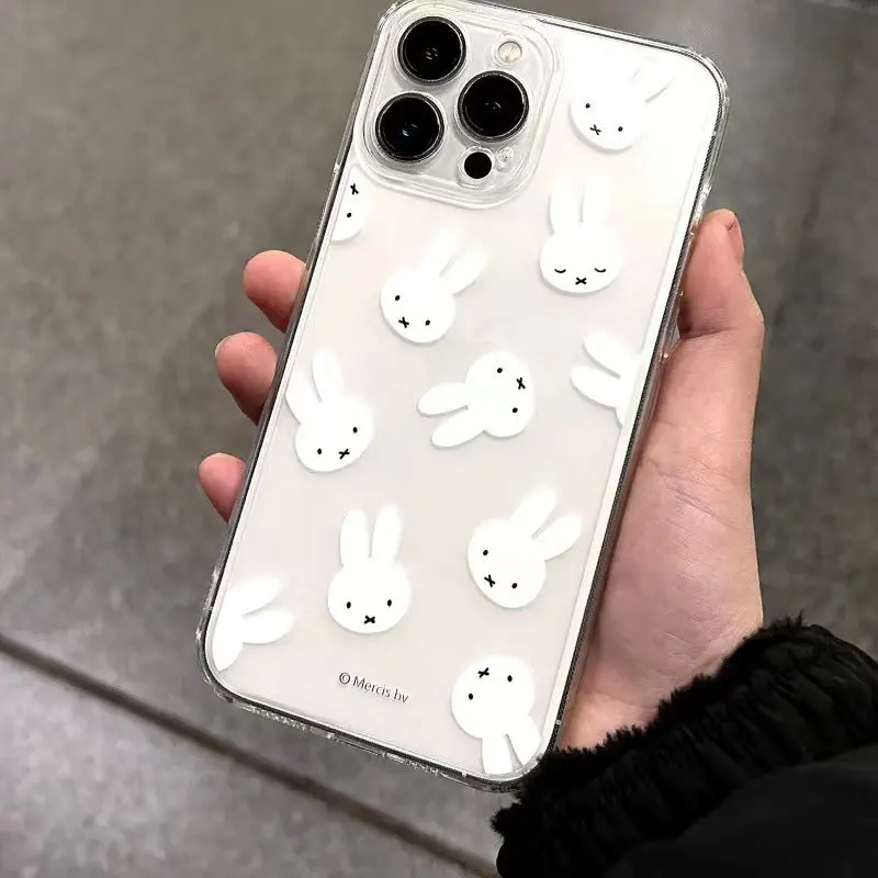 Аниме Kawaii Bunny IPhone15/14promax чехол для мобильного телефона с милым белым кроликом