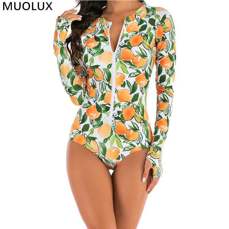 

Sexy Surf Rashguard Long sleeve Swimwear Women One Piece Swimsuit Sport Swim Suit Bathing Suit Beach Wear Bodysuit Monokini 2022