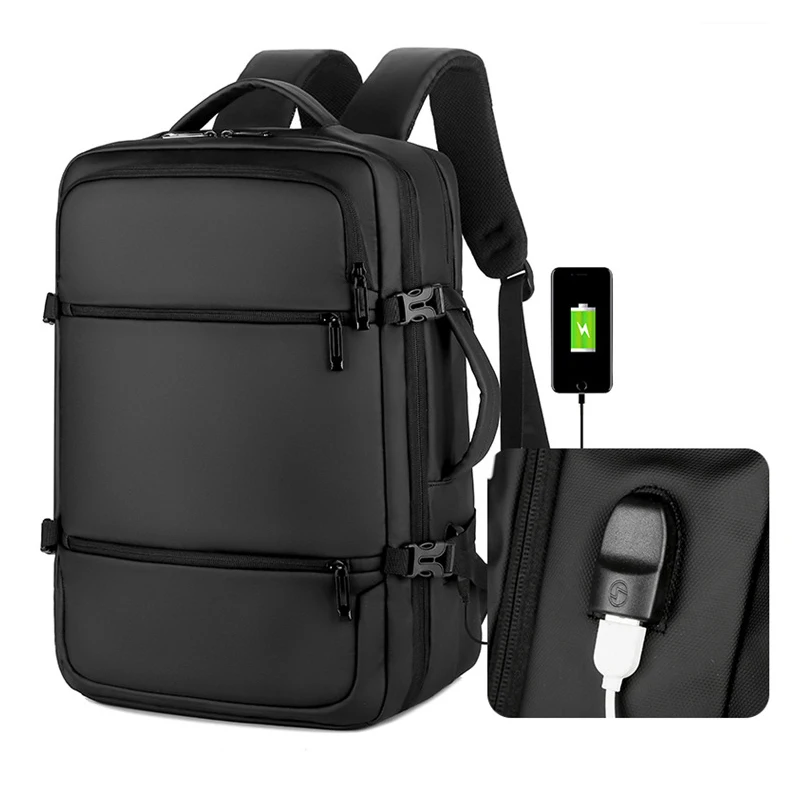 

Вместительный дорожный большой мужской рюкзак, деловой водонепроницаемый портфель для ноутбука с функцией подзарядки, школьный ранец 15,6