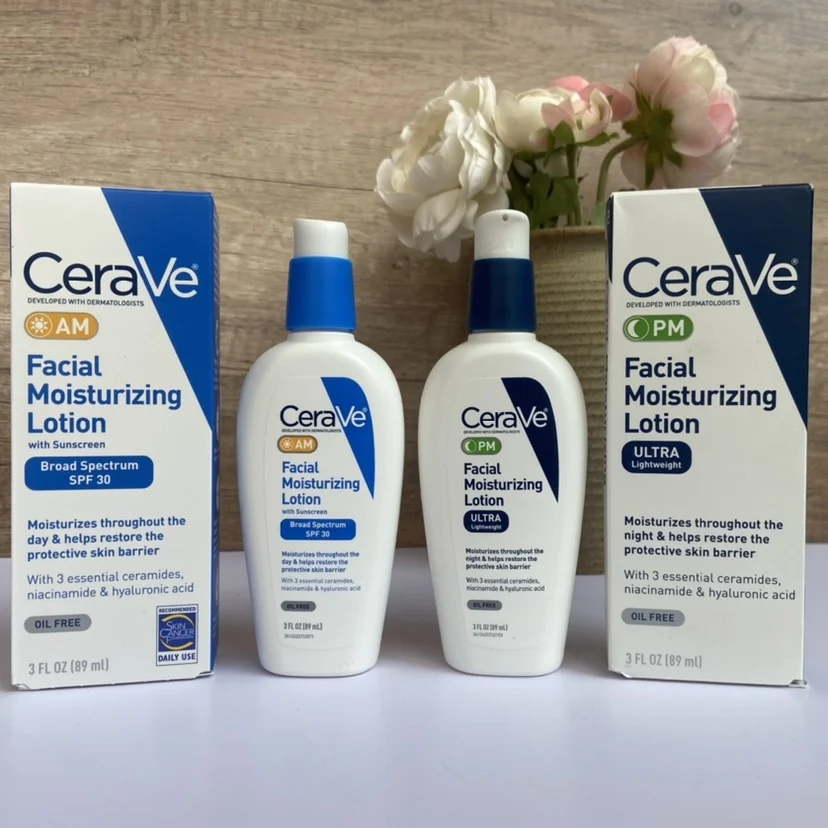 

CeraVe AM Day And PM Night Facial Moisturizing Lotion SPF30 Repair Sensitive Skin Niacinamide Ceramide Cream US Original 89ML