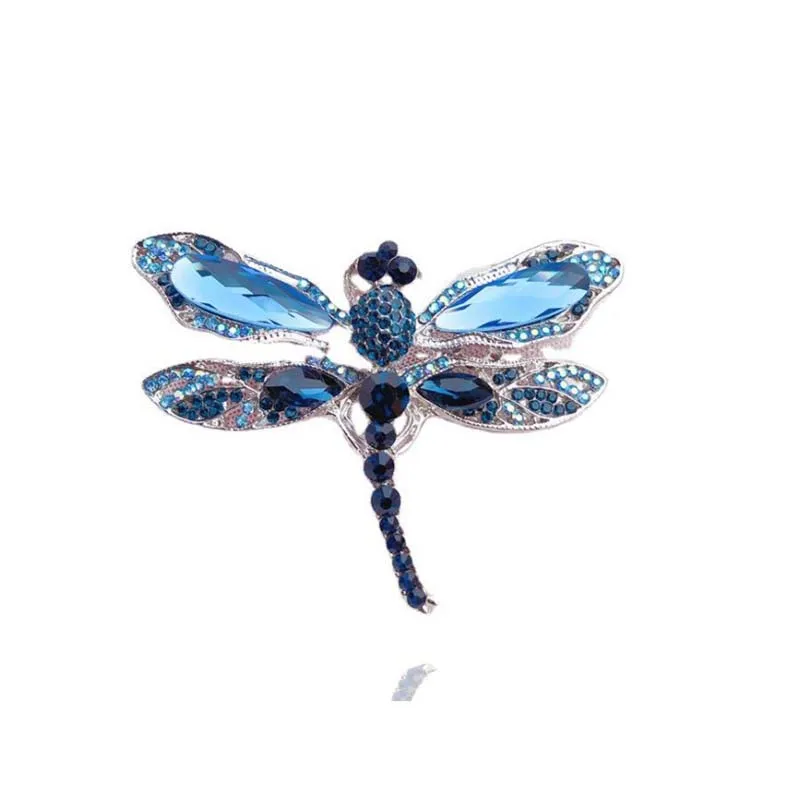 

PTQASP Vintage Blue Crystal Dragonfly Brooches for Women Men Luxury Rhinestone Insect Animal Brooche Pins Jewelry Accessories