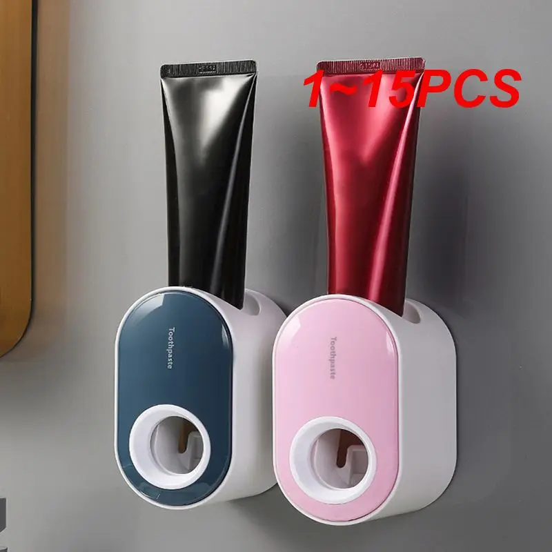 

1~15PCS Automatic Toothpaste Dispenser Dust-proof Toothbrush Holder Wall Mount Stand Bathroom Accessories Set Squeezer