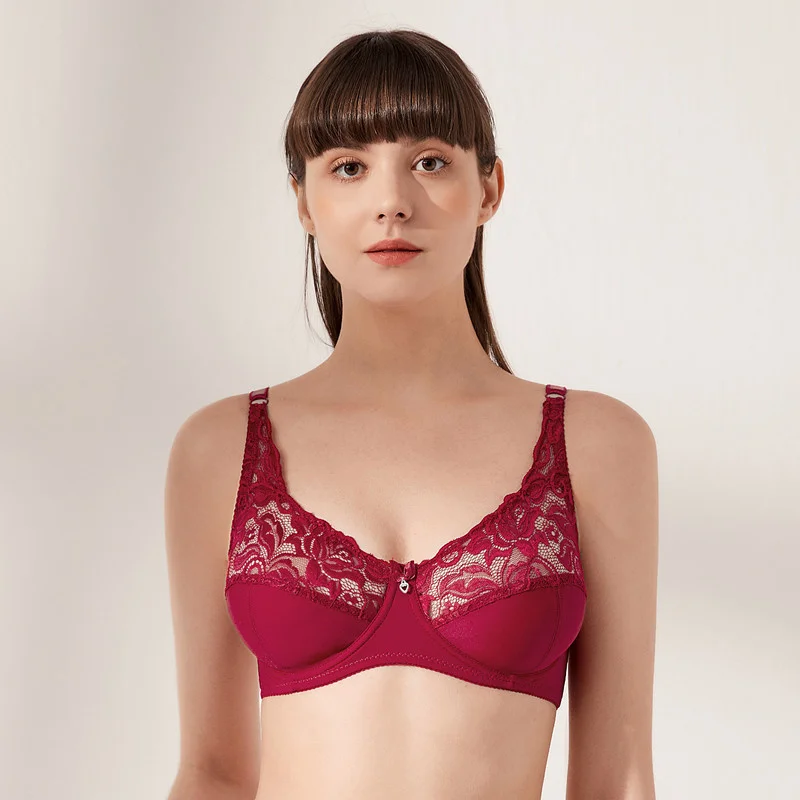 

Ultra Thin Bra Lace Sexy Large Cup with Steel Ring Gathered Adjustable Lingerie