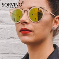 sorvino rose gold mirror round cat eye sunglasses 2022 women brand designer 90s retro metal pink cateye sun glasses shades sp35