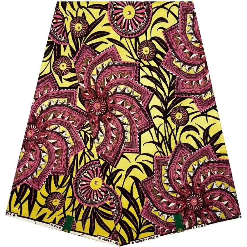 Высококачественная африканская восковая ткань блестящий золотой воск Золотая