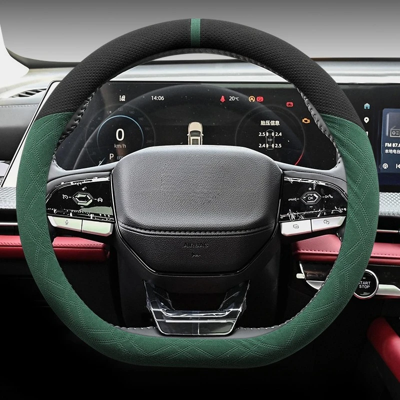 Фото Для Changan Raeton Plus Eado 2th CS75 Plus Замшевый кожаный чехол на руль Нескользящий прочный универсальный автомобильный аксессуар №2
