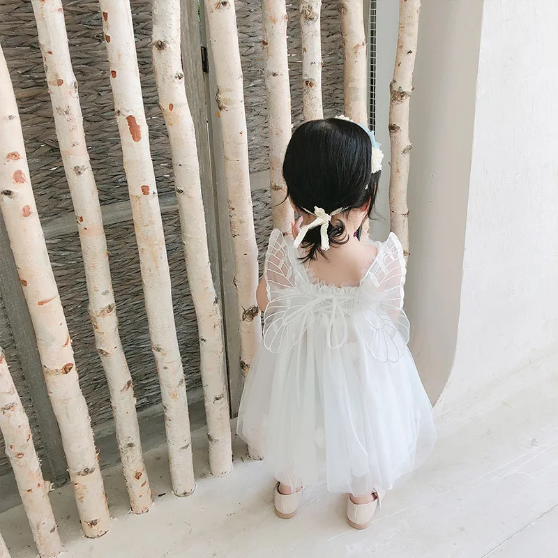 

2023 Girls Dress Princess Party Spring Summer Kids Children Clothes Mesh Ruffles Sweet Dress 3-8T Flower Girl Dresses