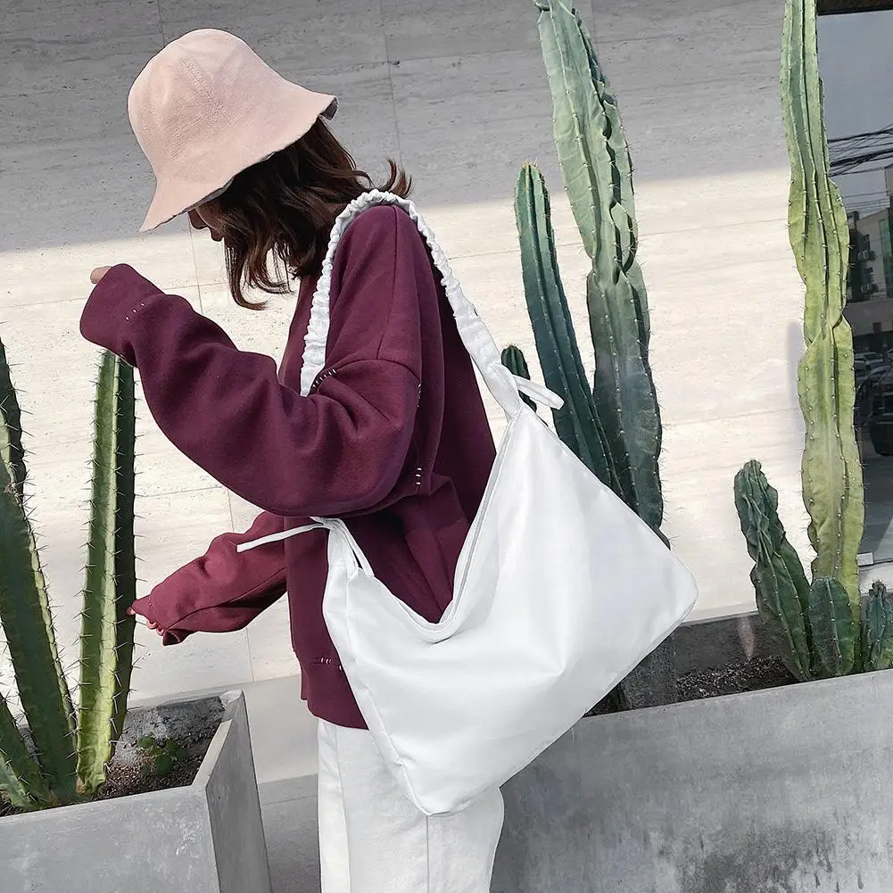 

Casual Messenger Bag Fashion Women Nylon Large Pleated Shoulder Strap Crossbody Ladies Shopping Solid Color Shoulder Handbags