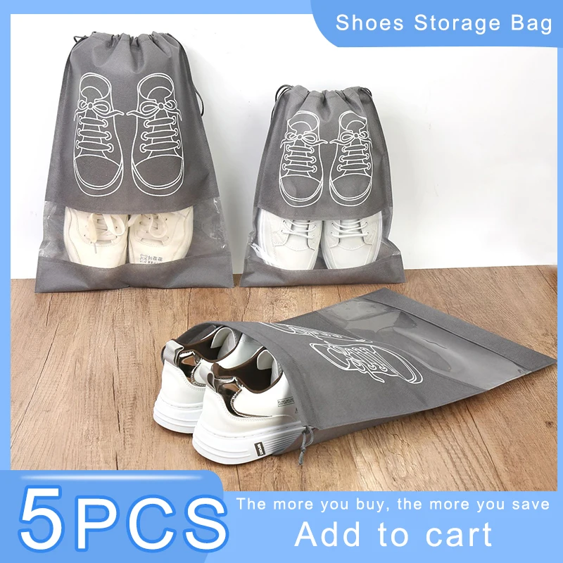 

5pcs Travel Storage Bag Shoes Storage Bag Travel Portable Bag Waterproof Dustproof Hanging Shoe Bag Shoes Classified Organizer