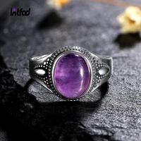 s925 sterling silver fine jewelry natural 8x10mm amethyst stone personalized rings for women wedding jewelry gift