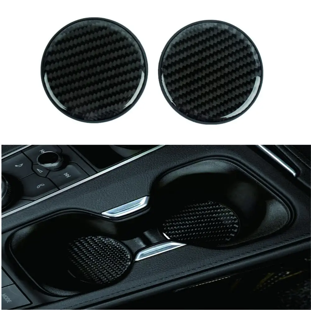 

2pcs Car Cup Holder Pad Insert Carbon Fiber Pattern Water Cup Slot Anti-slip Mat Protection Coaster Supplies