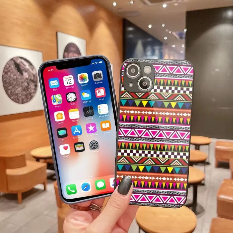 

Чехол для телефона в богемном стиле для iPhone 14, 13, 12, 11 Pro Max, X, XR, XS, 8, 7 Plus, чехол из жидкого стекла, чехол