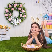easter wreath beautiful lovely spring front door decor artificial happy easter bunny wreath wall hangings long lasting color
