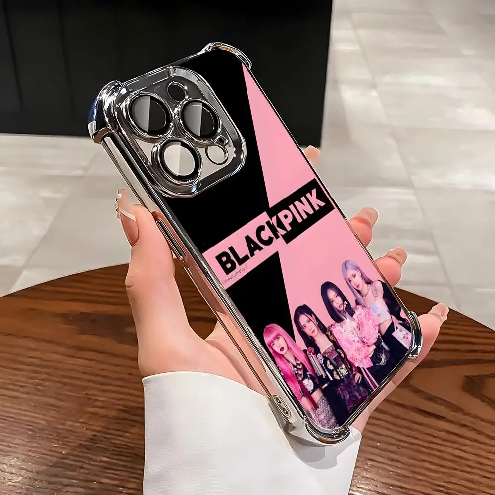 Чехол для телефона Kpop-BLACKPINKs-Girls Iphone 16 15 Pro 14 13 Mini 11 12 Xs Max Xr X 7 Plus с гальваническим