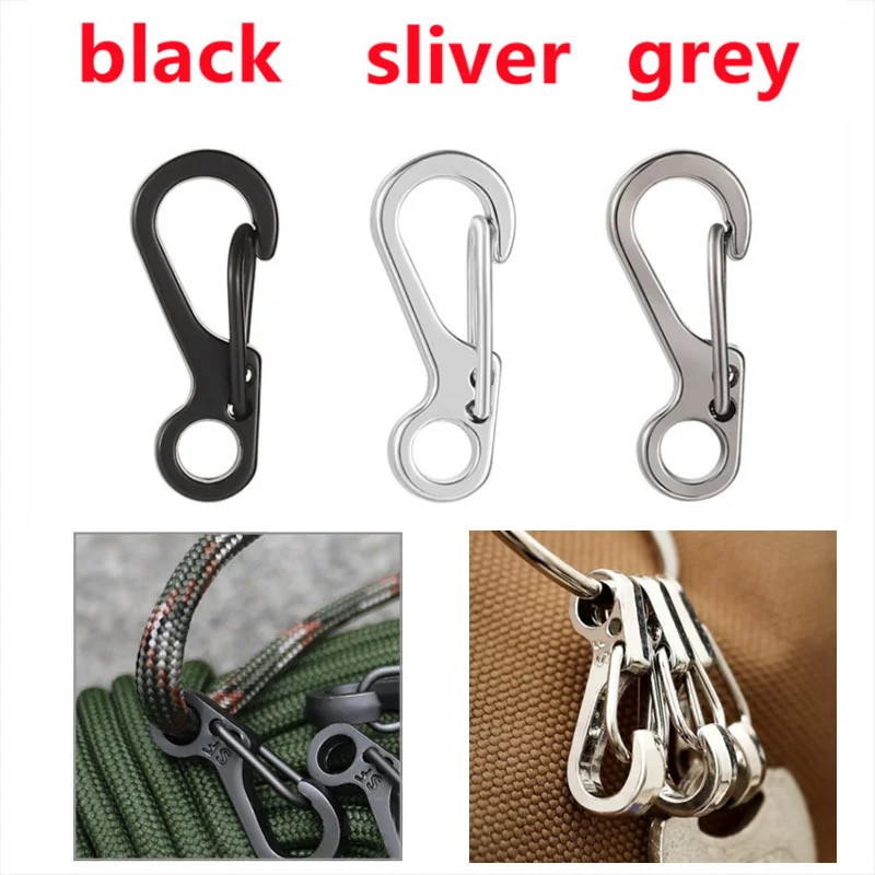 

10Pcs Outdoor Keychain Ring Camping Carabiner Backpack Belt Buckle Clip Buckle Tent Cord Rope Spring Clip Climbing Hooks