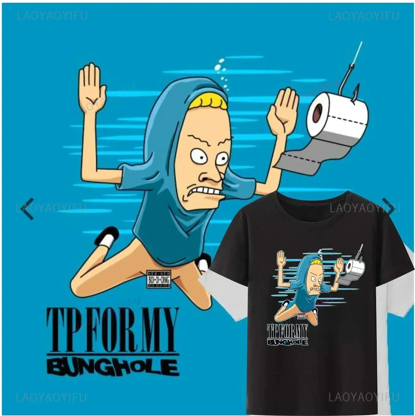 Funny Beavis and Butthead B&ampB Harajuku Cornholio's Distinctive Homme Men Cotton T-shirt The Great Cornholio Gym Anime T Shirts