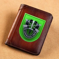 high quality genuine leather military 10th special forces printing cover short card holder purse luxury brand male wallet