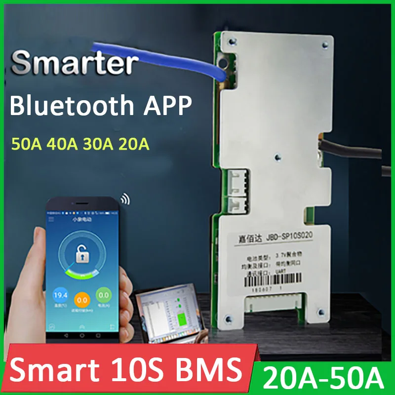 

Защитная Плата Smart BMS 10S, устройство для защиты литий-ионных аккумуляторов 36 В, балансировка Lipo 50A 40A 30A 20A, Bluetooth, программное обеспечение для ПК, мониторов