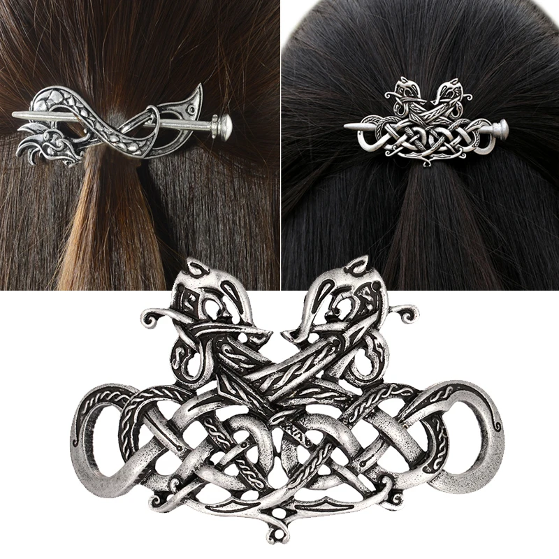 

Vintage Accessories Hair Clips Metal Stick Slide Hairpin Viking Runes Dragons Celtics Knot Gifts Women Hair Jewelry