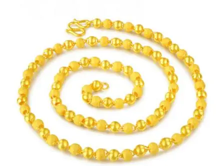 Цепочка с круглыми бусинами для мужчин и женщин гладкое ожерелье под золото