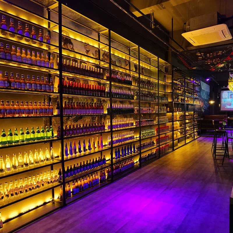 Барный шкаф для хранения в ресторане с подсветкой индивидуальный дисплей
