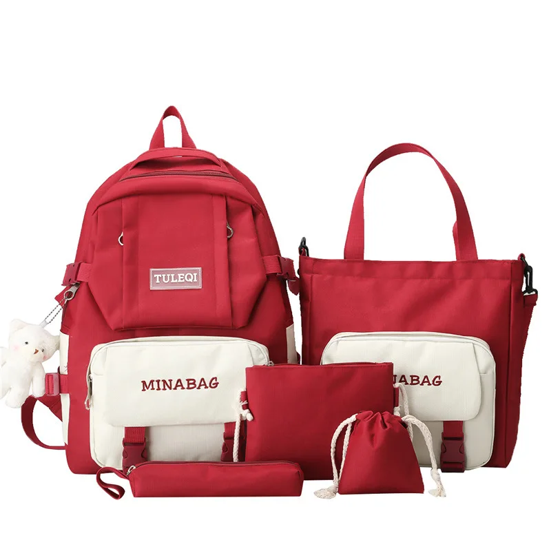 

4 Piece Set High School Backpack for Teen Girls Middle Student School Bag Women Bookbag 2022 Casual College Style